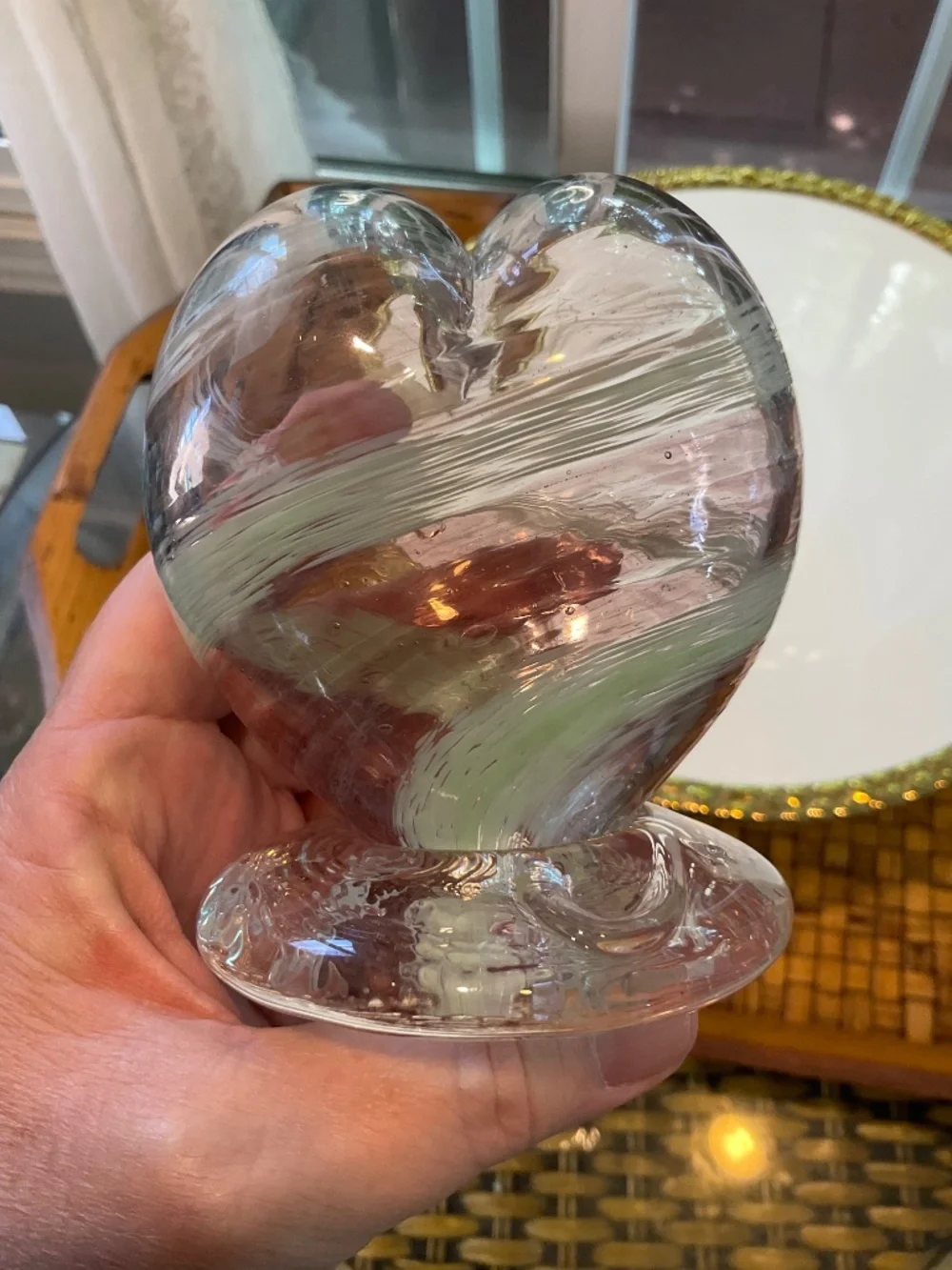 Beautiful Glass Heart ❤️ Sculpture Paperweight